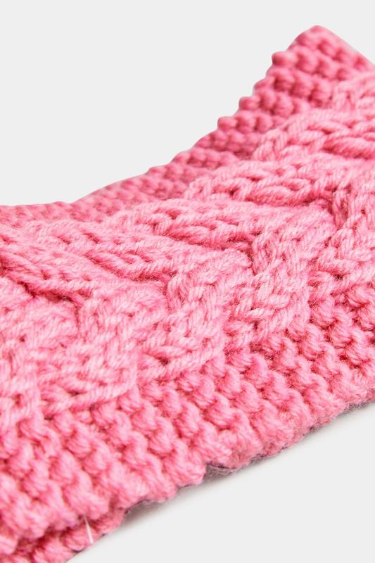 Pink Cable Knitted Headband | Yours Clothing 4