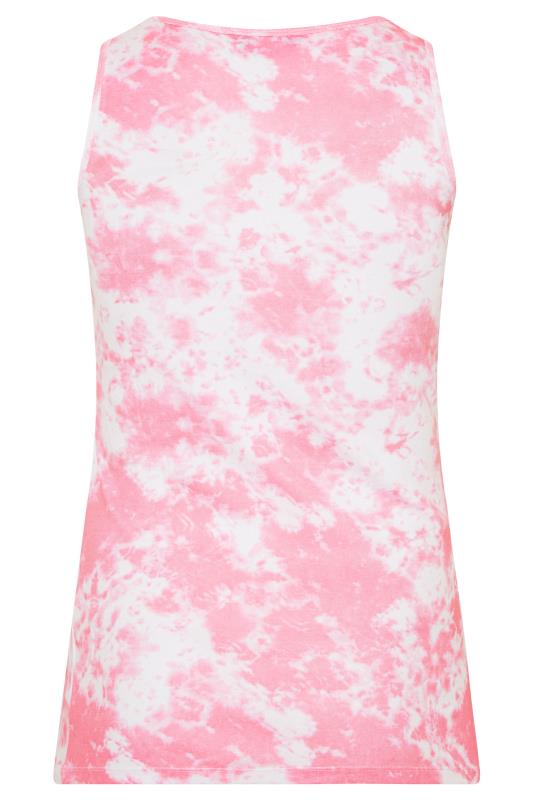 Plus Size Pink Tie Dye Ribbed Vest Top | Yours Clothing  7