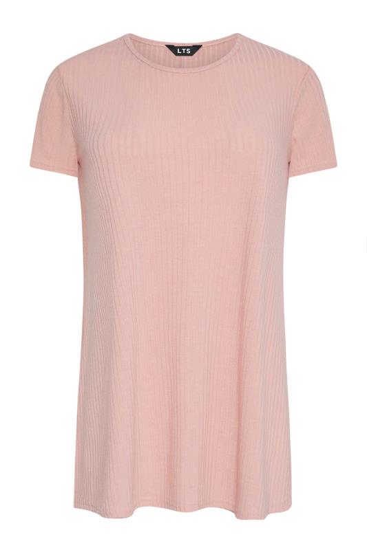 LTS Tall Blush Pink Short Sleeve Ribbed Swing Top 5