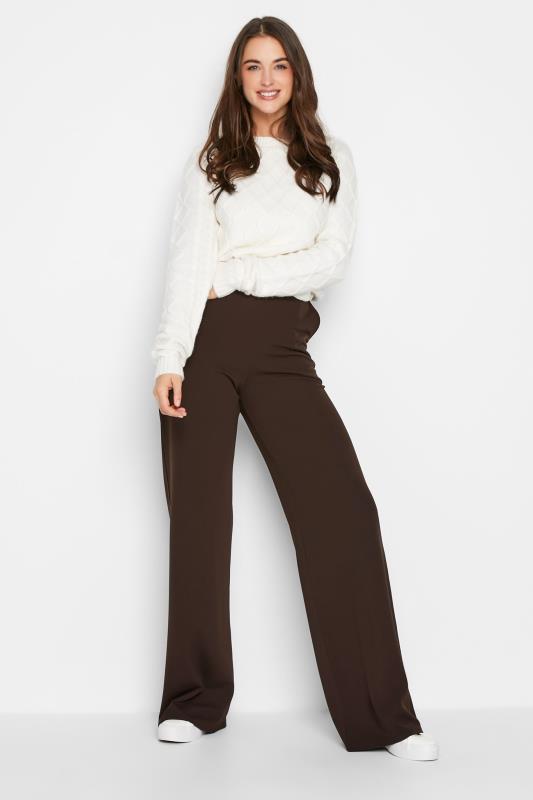 LTS Tall Women's Chocolate Brown Scuba Wide Leg Trousers | Long Tall Sally 2