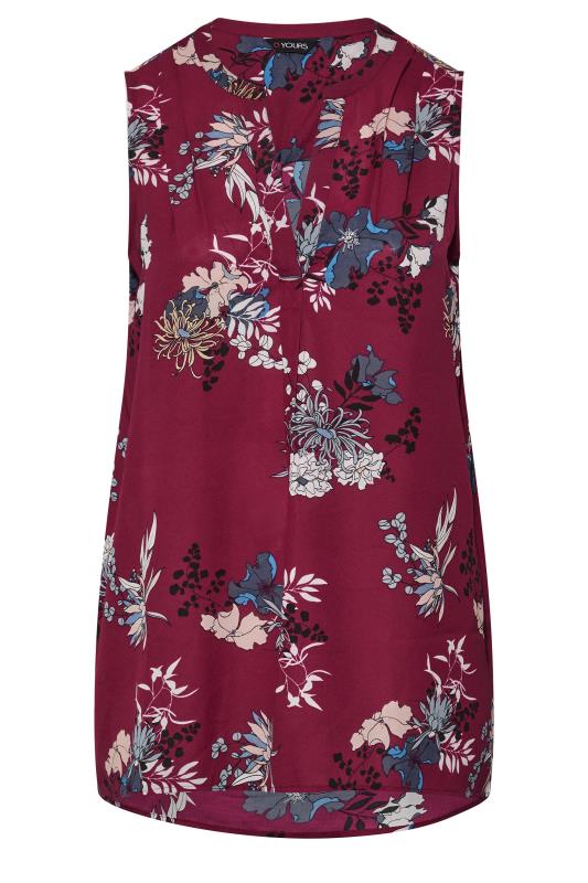 Curve Berry Red Floral Print Pleat Detail Top 6