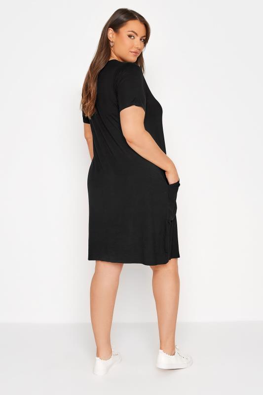 YOURS FOR GOOD Curve Black Drape Pocket Dress 3