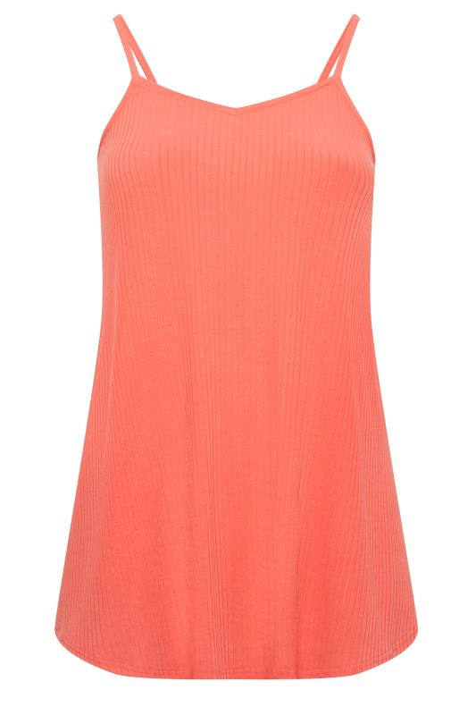 YOURS Curve Plus Size Neon Pink Ribbed Swing Cami Vest Top | Yours Clothing  6