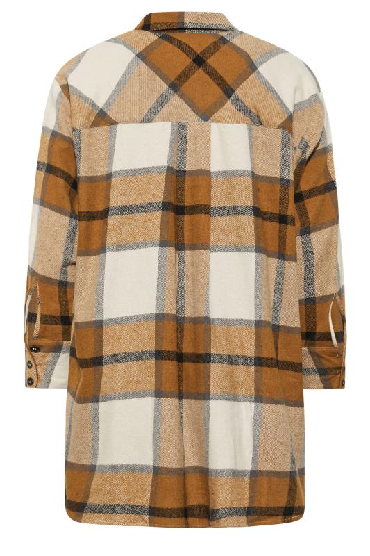 LIMITED COLLECTION Plus Size Beige Brown Check Print Shacket | Yours Clothing 8