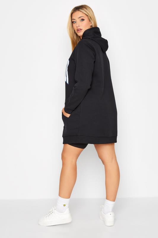 Plus Size Black 'Boston' Slogan Hoodie Dress 3