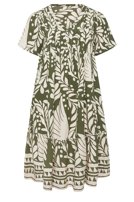 EVANS Plus Size Green Abstract Pintuck Dress | Evans 6