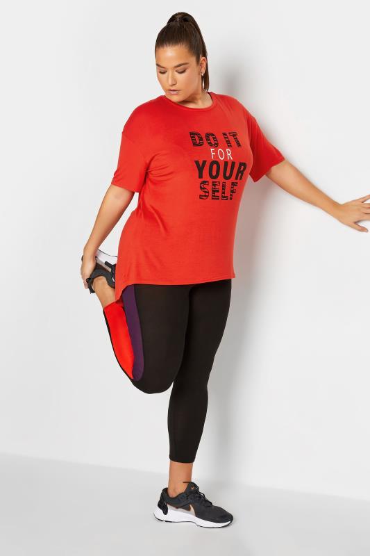 YOURS Plus Size ACTIVE Orange 'Do It For Yourself' Slogan Top | Yours Clothing 6