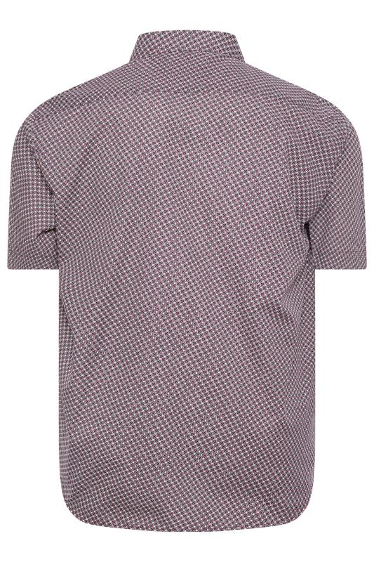 KAM Big & Tall Burgundy Red Geometric Print Short Sleeve Shirt | BadRhino 4