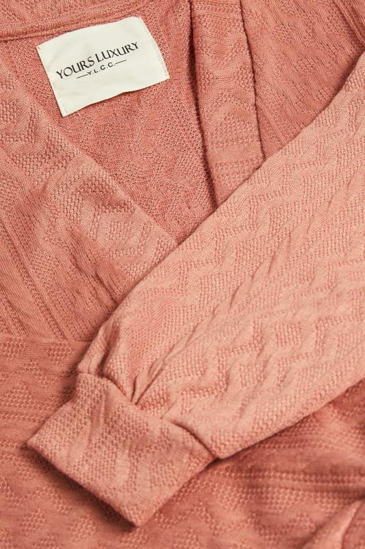 YOURS LUXURY Plus Size Pink Soft Touch Cable Knit Cardigan | Yours Clothing 9