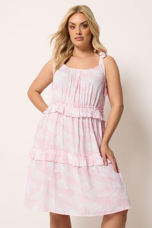 Yours Women's Plus Size Pink Ruffle Mini Dress Size 12 | 100% Viscose Yours Women's Plus Size Pink Ruffle Mini Dress Size 12 | 100% Viscose