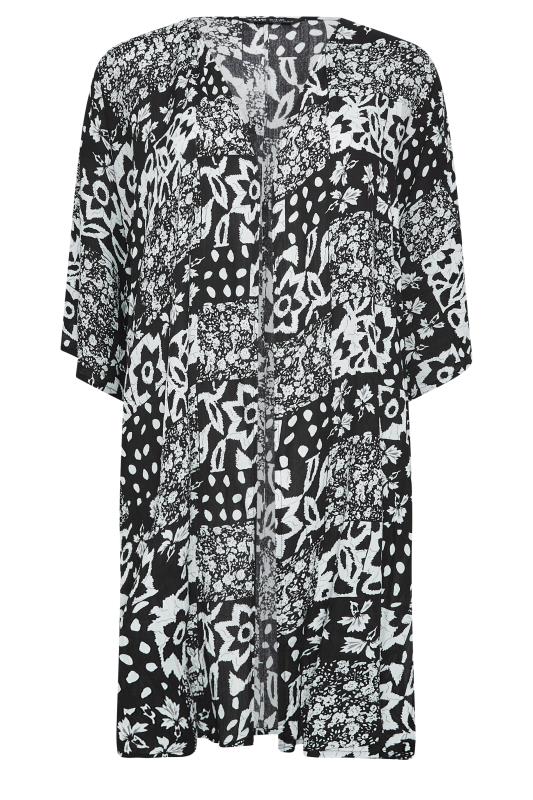 YOURS Curve Plus Size Black Tropical Print Longline Kimono | Yours Clothing  6