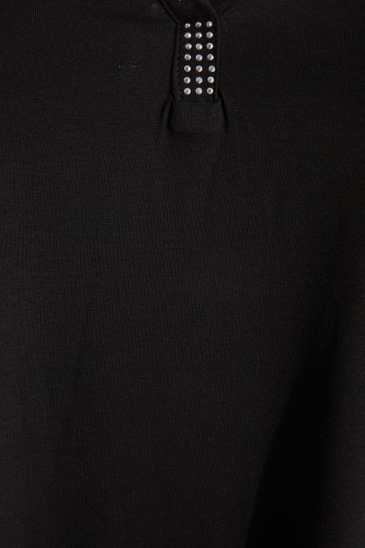 Plus Size Black Stud Embellished Cold Shoulder Top | Yours Clothing  5