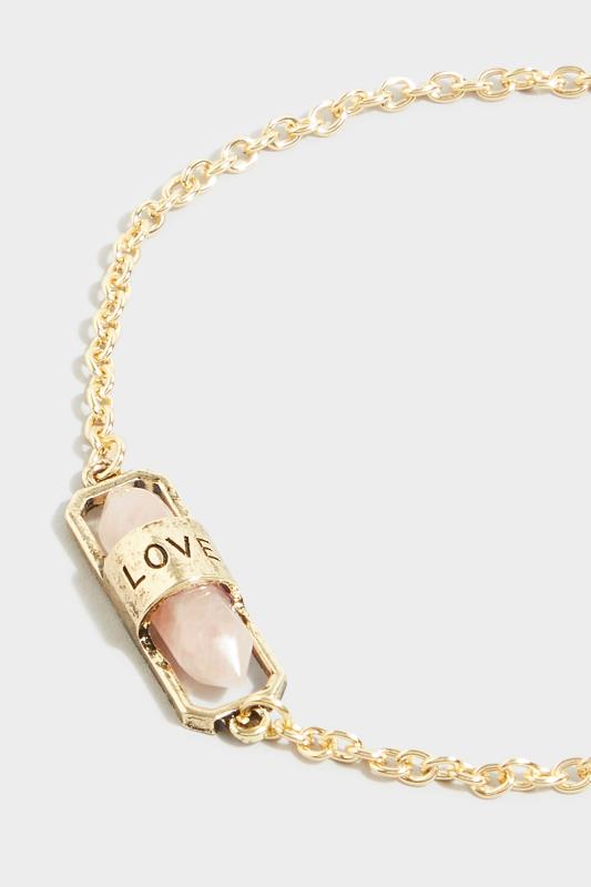 Gold Tone Love Stone Charm Bracelet | Yours Clothing 3