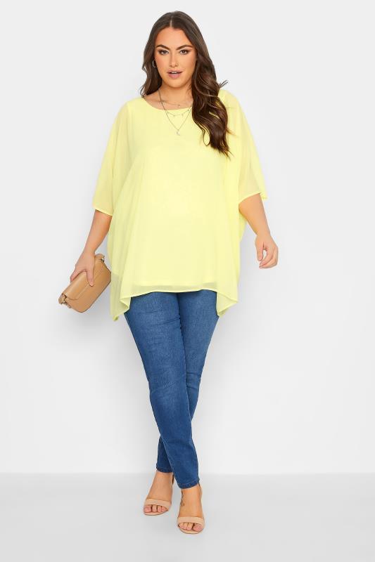 YOURS LONDON Plus Size Curve Yellow Cape Top | Yours Clothing 2