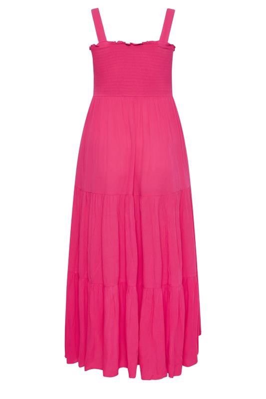 YOURS Plus Size Hot Pink Shirred Strappy Sundress | Yours Clothing  9