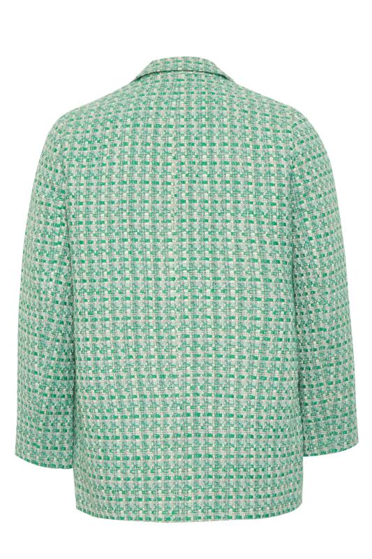 YOURS Plus Size Green Check Boucle Blazer | Yours Clothing 7