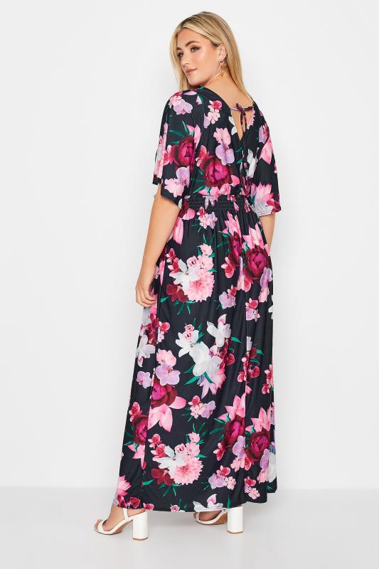 YOURS LONDON Plus Size Navy Blue Floral Shirred Maxi Dress | Yours Clothing  4