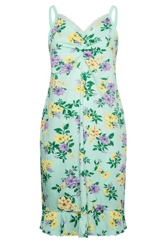 YOURS Plus Size Green Floral Cotton Chemise | Yours Clothing 5