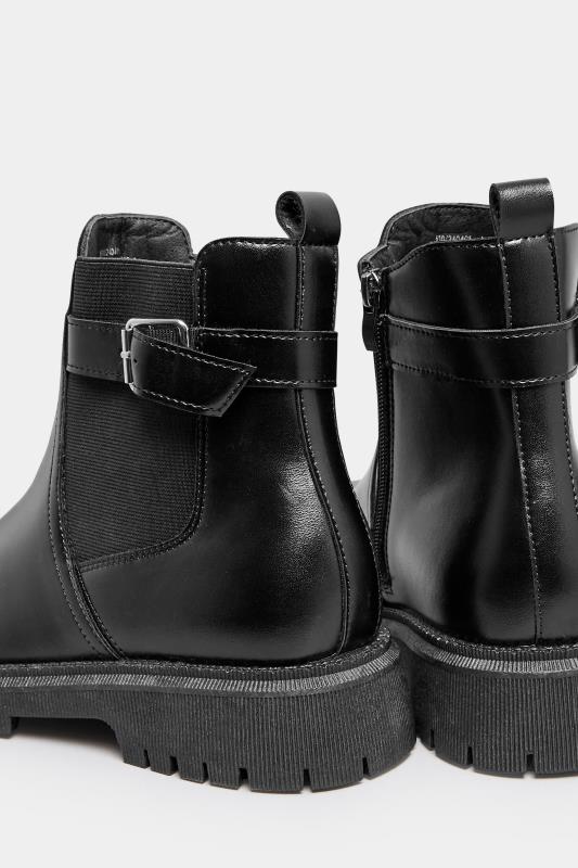 Black Chunky Buckle Ankle Boots In Wide E Fit & Extra Wide EEE Fit | Yours Clothing 4