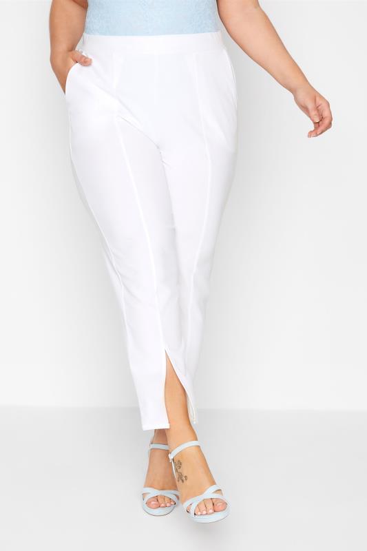 LIMITED COLLECTION Curve White Split Hem Tapered Trousers 3