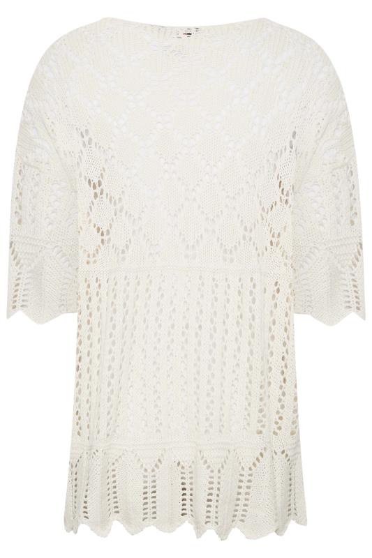 YOURS Plus Size Curve White Crochet Jumper | Yours Clothing  8