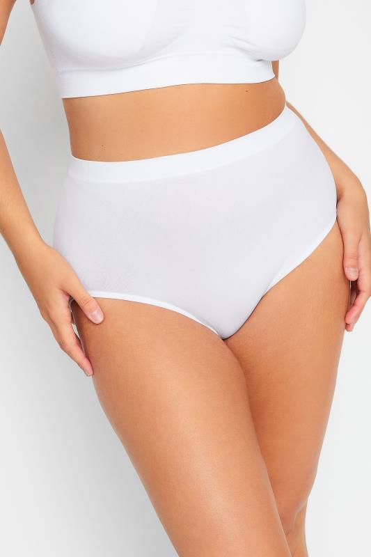 Plus Size White Seamless Light Control High Waisted Full Briefs | Yours Clothing 1
