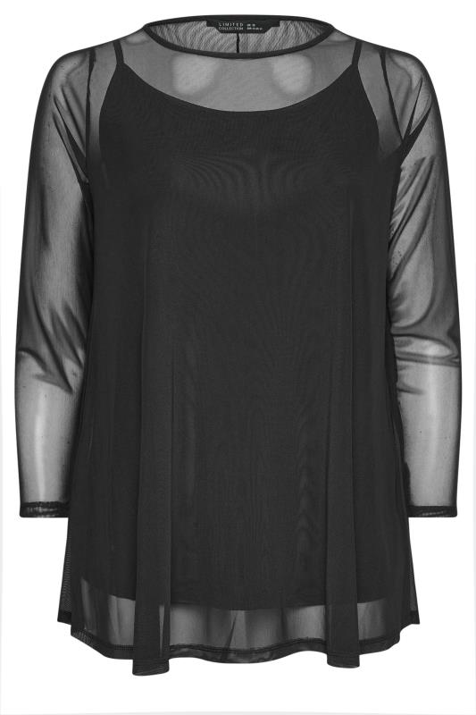 LIMITED COLLECTION Plus Size Black Mesh Swing Top | Yours Clothing 5