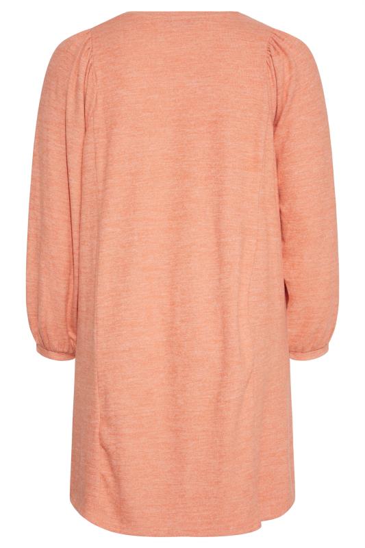 Plus Size Curve Coral Orange Balloon Sleeve Tunic Jumper Dress | Yours Clothing 7