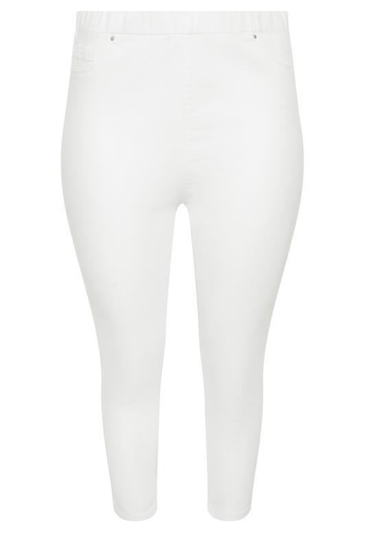 Plus Size White Cropped JENNY Jeggings | Yours Clothing  5