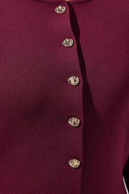 LIMITED COLLECTION Plus Size Cobalt Burgundy Red Compacted Knit Cardigan | Yours Clothing 6
