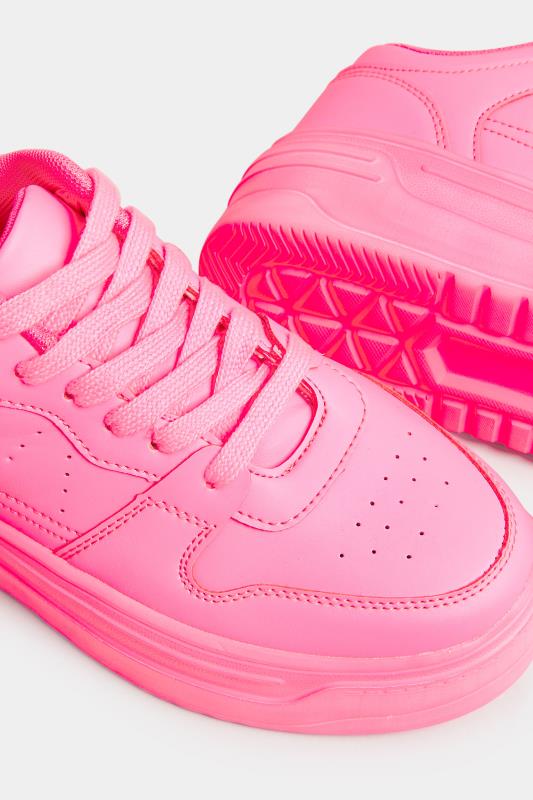 Neon Pink Chunky Trainers In Extra Wide EEE Fit | Yours Clothing  5