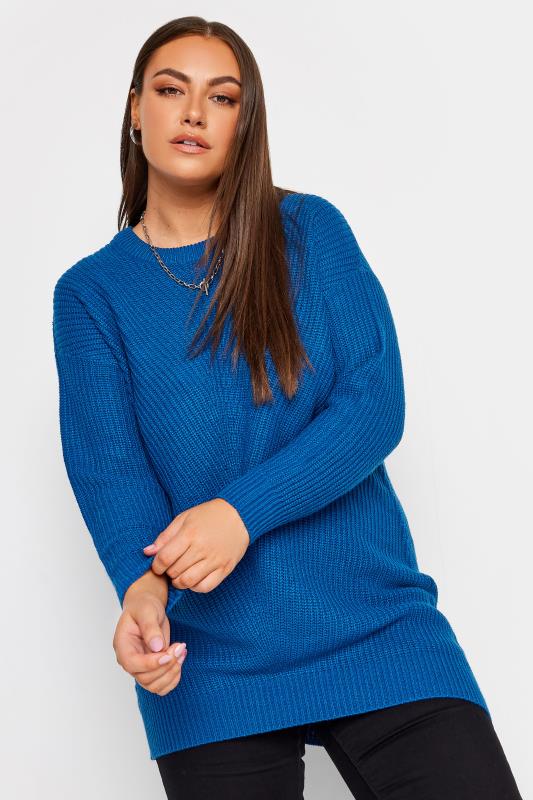  Tallas Grandes YOURS Curve Blue Essential Knitted Jumper
