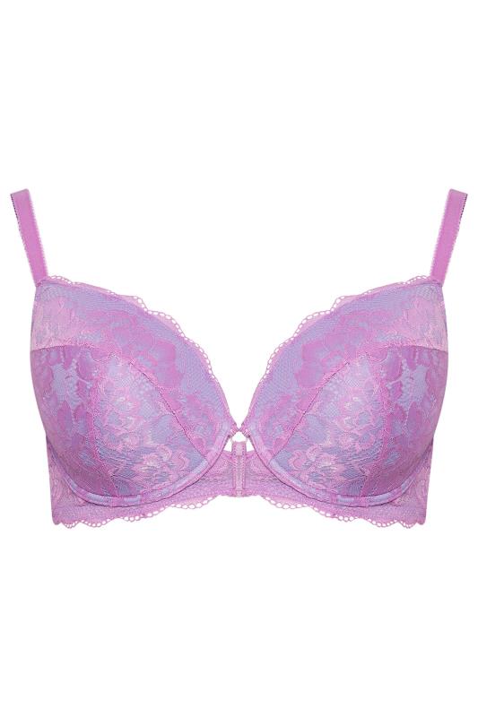 YOURS Plus Size Lilac Purple Lace Detail Padded Bra | Yours Clothing 5