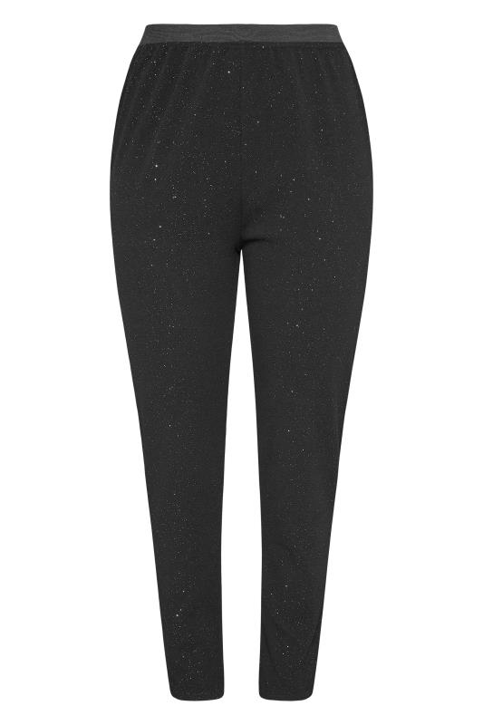 Plus Size YOURS LONDON Black & Silver Glitter Tapered Trousers | Yours Clothing 4