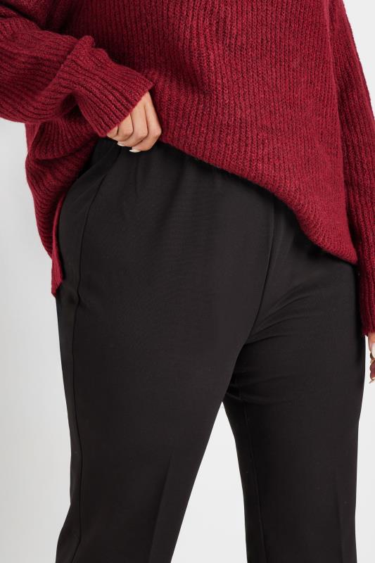 Plus Size Black Pull On Ribbed Bootcut Stretch Trousers  | Yours Clothing 4