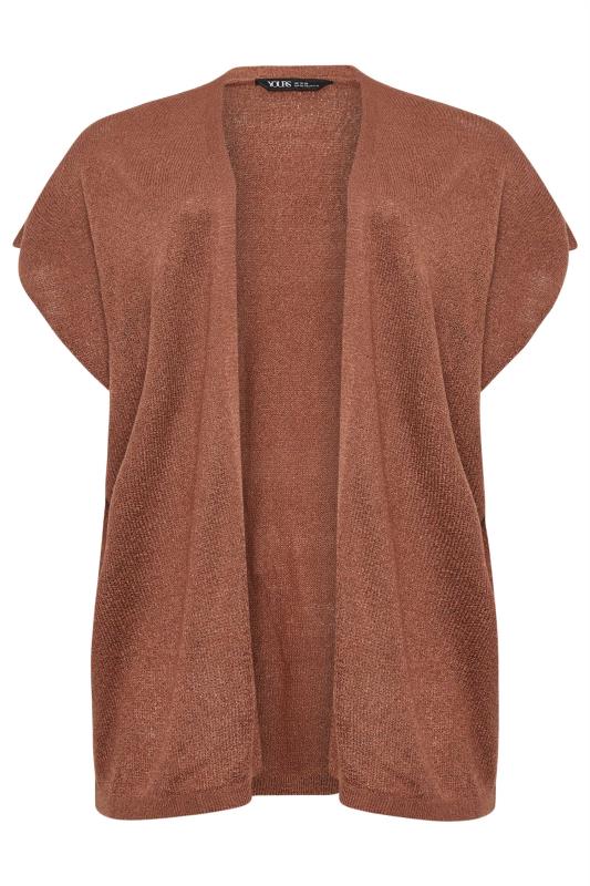 YOURS Plus Size Brown Short Sleeve Knitted Cardigan | Yours Clothing 5
