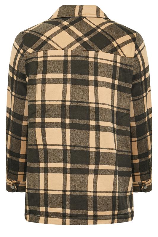 Curve Plus Size Beige Check Shacket  | Yours Clothing 7