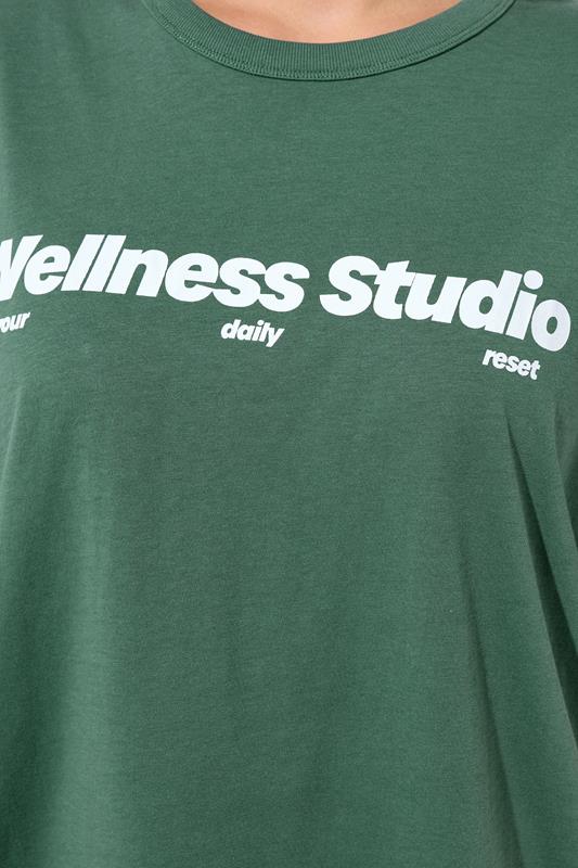 YOURS ACTIVE Plus Size Green 'Wellness Studio' T-Shirt | Yours Clothing 6