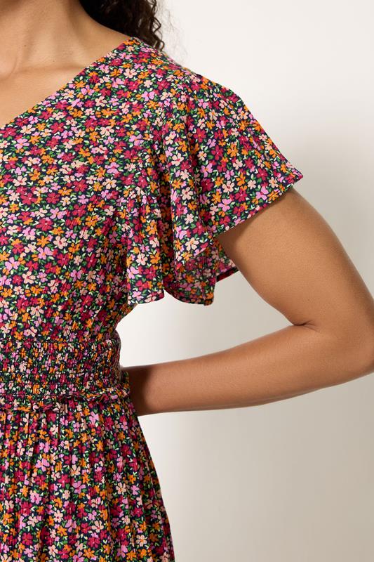 M&Co Pink Ditsy Floral Shirred Waist Maxi Dress | M&Co 4