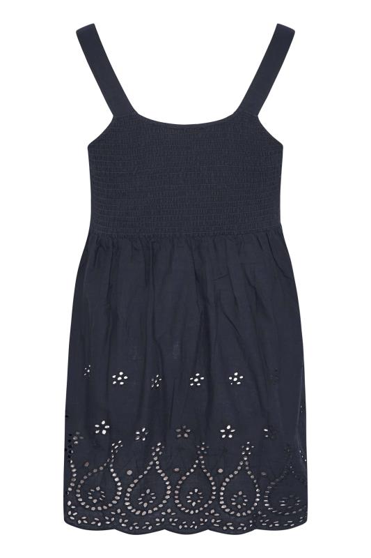 Navy Blue Shirred Broderie Anglaise Vest Top_Y.jpg