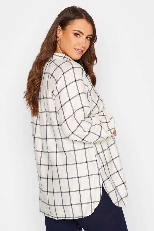 BUMP IT UP MATERNITY Curve White & Black Check Long Sleeve Shirt | Yours Clothing 3