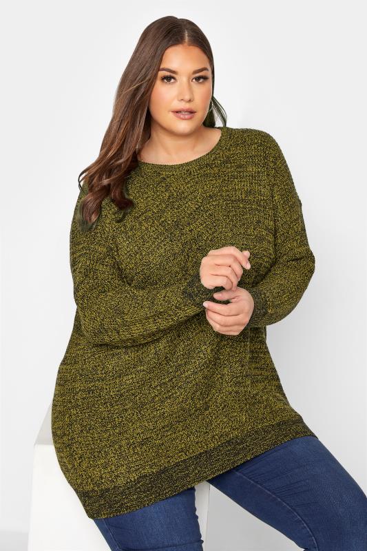 Plus Size Jumpers Curve Mustard Yellow Marl Essential Knitted Jumper
