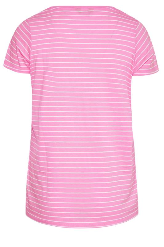 Curve Bright Pink Stripe Short Sleeve T-Shirt 7