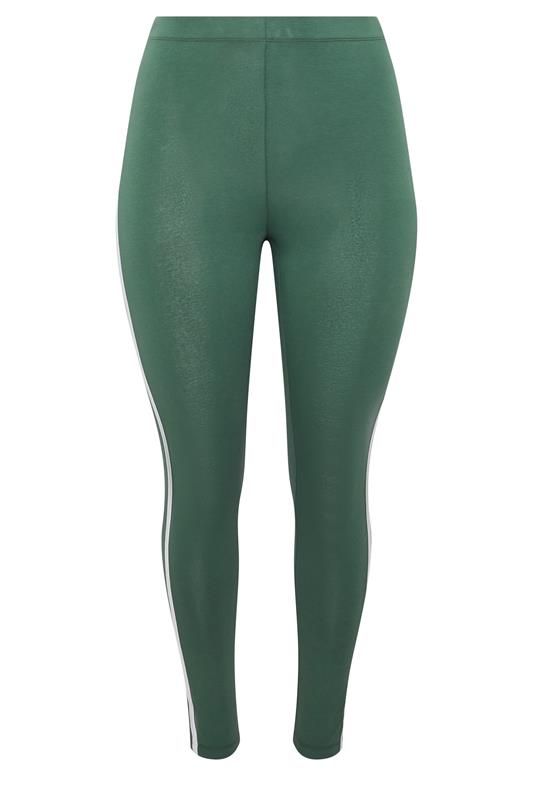 YOURS Plus Size Green Side Striped Leggings | Yours Clothing 6