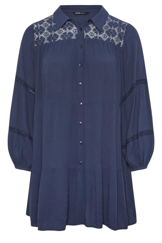 YOURS Plus Size Navy Blue Tiered Shirt | Yours Clothing 4