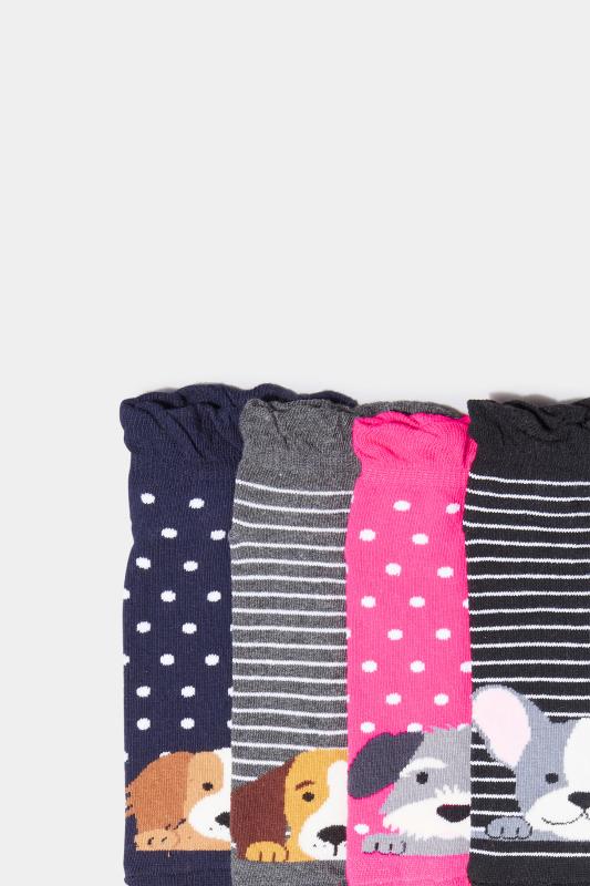 4 PACK Pink Dog Print Trainer Liner Socks | Yours Clothing  3