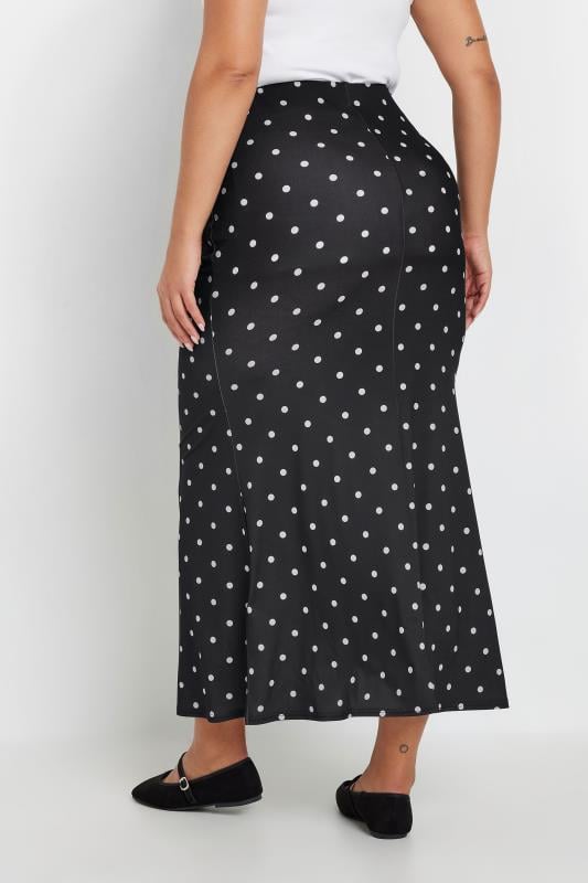 LIMITED COLLECTION Plus Size Black Polka Dot Print Maxi Skirt | Yours Clothing 3