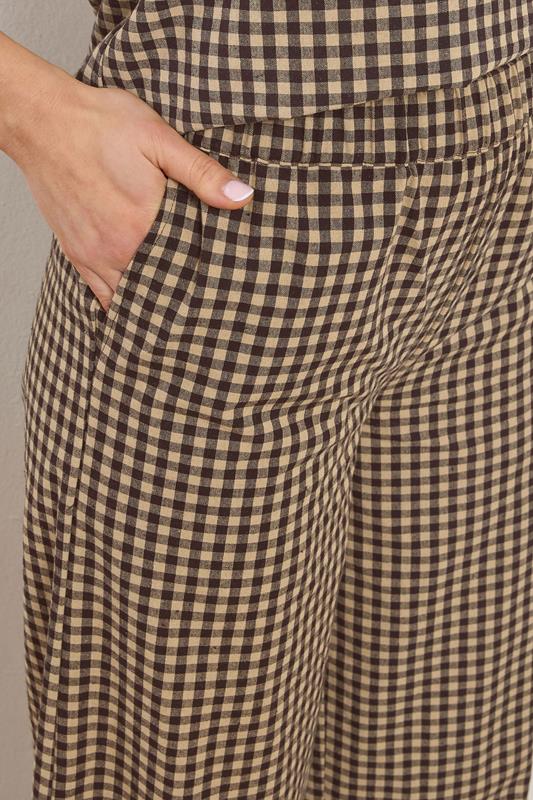 LTS Tall Women's Set Brown Gingham Print Vest Top & Trousers | Long Tall Sally 7