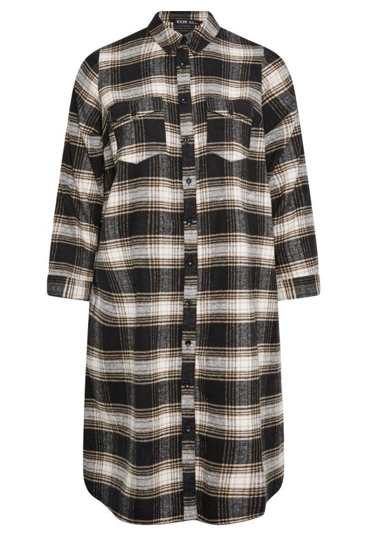 YOURS Plus Size Black Check Print Maxi Shirt | Yours Clothing 5