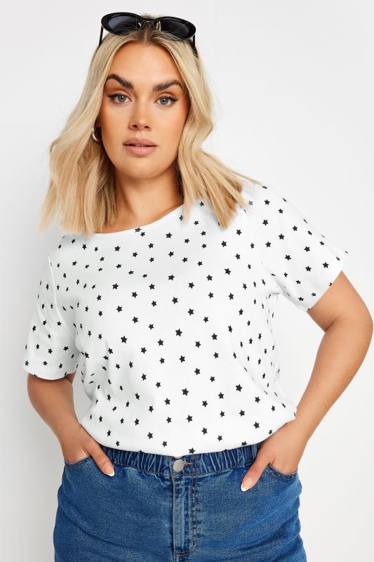 YOURS Plus Size White Star Print Swing Top | Yours Clothing 4